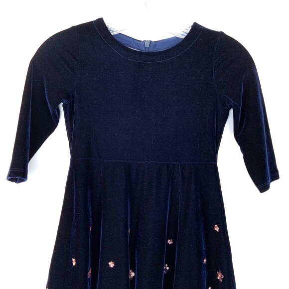 Mini Boden Girls 6-7 Years Navy Velvet Gold Stars Dress - Picture 5 of 16